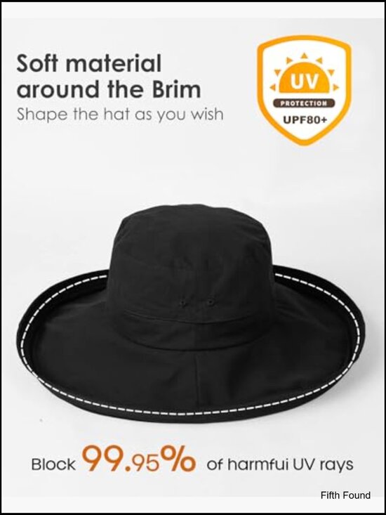 Adjustable Wide Brim Sun Hat with Ponytail Hole Foldable Cotton main image 5